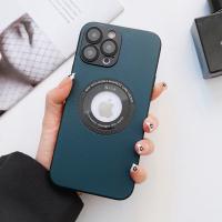 Magsafe-Funda de cuero con textura para iPhone, Protector de lente magnético con orificio para logotipo, para iPhone 15, 14, 13, 12, 11 Pro Max Plus - details 11