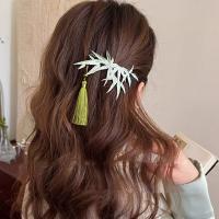 Horquilla con borla de hoja, traje Tang, pinza para el pelo, estilo antiguo, horquilla de estilo antiguo, accesorios para el cabello para niña, tocado de estilo chino verde - details 3