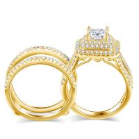 Anillo de Moissanita de Plata 925 Estilo de Princesa para Mujeres Brillante Banda de Compromiso de Oro Plateado 14K - details 5