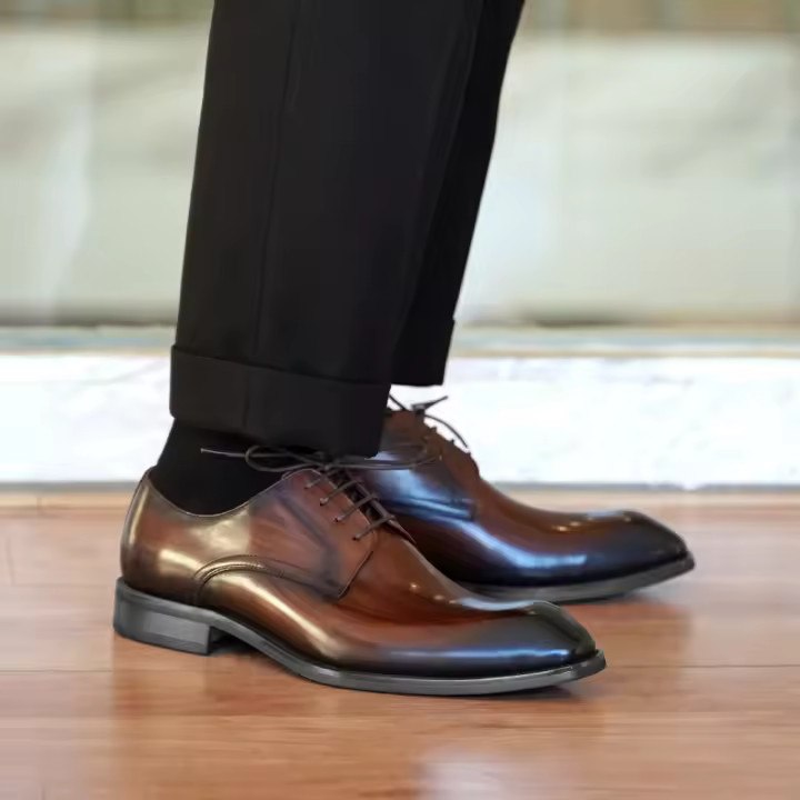 Zapatos de cuero viejos de moda con punta cuadrada - 1