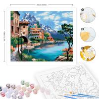 RUOPOTY Pintura en Lienzo de Paisaje Marino 40x50cm con Marco para Decoración del Hogar Tipo de Pintura por Números Estilo Realista Material de Lienzo Dangerous Goods Especiales - details 1