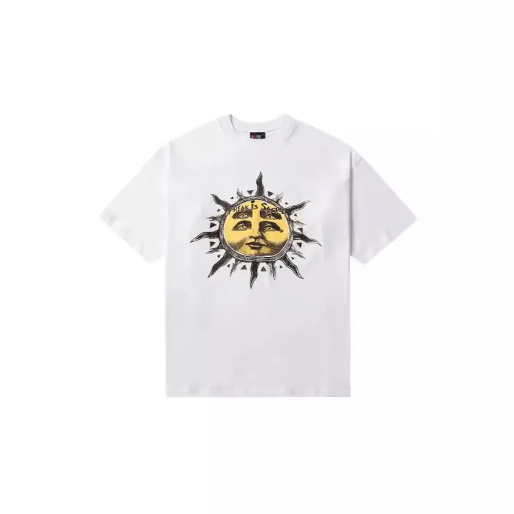 Camiseta de manga corta versátil y holgada informal para hombre y mujer con estampado divertido de letras - 1