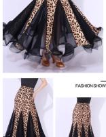 Falda flamenco leopardo mujer, falda larga plisada moda para salón de baile, Vals, patchwork de leopardo, nuevo color - details 8
