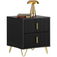 Mesita de Noche Mesa Auxiliar Mobiliario de Salón Moderno con 2 cajones L40xP40xH47 cm ES - details 9