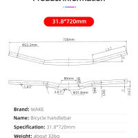 Manillar de Bicicleta MTB WAKE de Aleación de Aluminio Riser de Montaña de 720mm 780mm - details 2