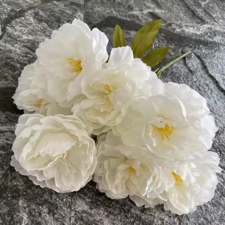 Ramo de flores de seda de siete peonías de simulación, Decoración de mesa de sala de estar, decoración de boda, flores artificiales, flor falsa - 1