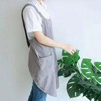 Delantal creativo de lino y algodón con espalda cruzada, delantales de cocina transpirables sin mangas para hornear, ropa de trabajo de Color sólido, accesorios de cocina - details 2