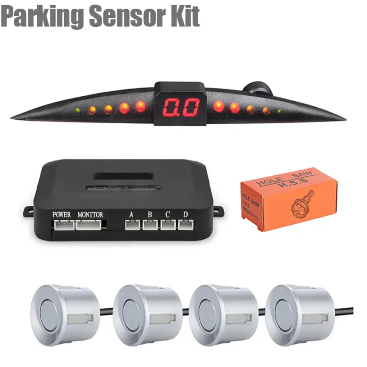 Kit de Sensor de estacionamiento para coche, sistema de Monitor de Radar de respaldo inverso con pitido, pantalla LCD, 4 sensores, 22mm, 12V, CC - 1