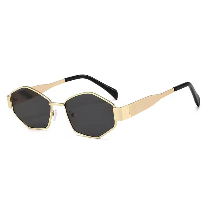 Gafas de Sol de Vidrio en Forma de Diamante Estilo Arco de Triunf al Moda Marco Pequeño de Metal - 1