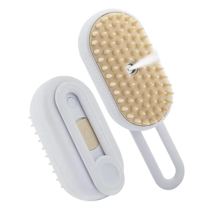 Cepillo de vapor para gatos, peine de vapor antiestático 3 en 1 para gatos y perros para masaje, limpieza, eliminación de pelo y cepillos, cepillo de aseo para mascotas recargable por USB con spray - 1