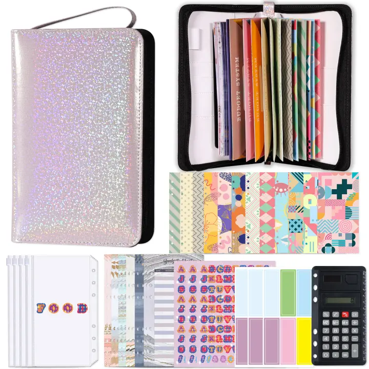 A6 Glitter Hand Zip Bag Loose Leaf Binder Notebook Inner Core Cover Note Book Planner Office Stationery Supplies - 1