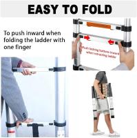 Escalera telescópica de 6,2 m con 2 ganchos, 15 peldaños, de aluminio, portátil, antideslizante, multiusos, capacidad de carga de 150 kg, EN131 - details 21