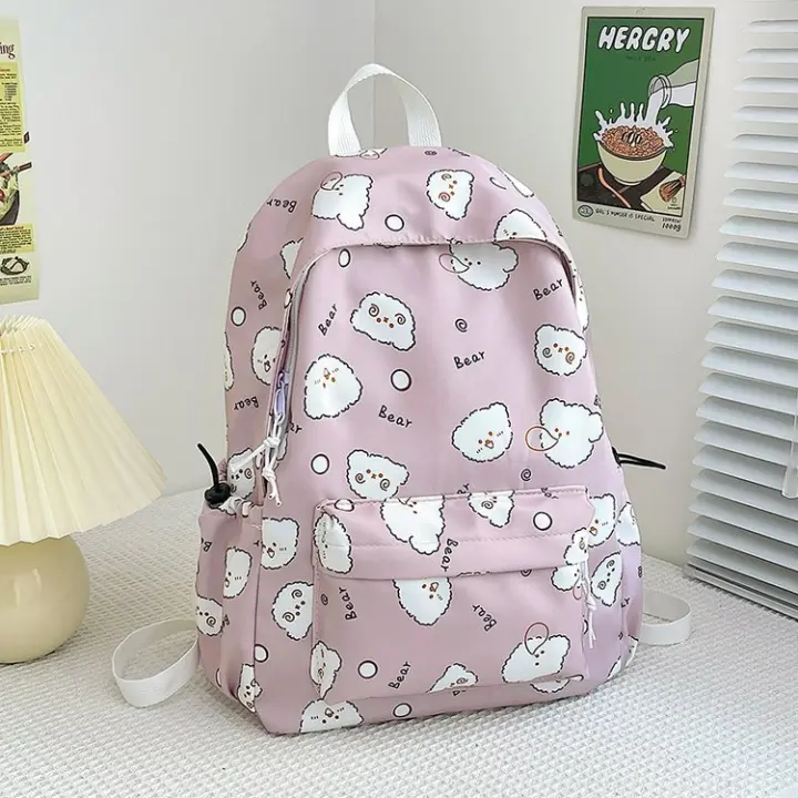 oso, lindo, dibujo animado, mochila escolar, niña, niña suave, mochila, Harajuku, versión coreana - 1