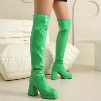 Botas hasta la rodilla de otoño e invierno, tacones súper altos, botas de cuero negro, actuación de pole dance, botas de mujer, cremallera lateral - details 19