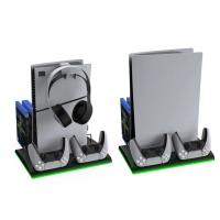 Soporte de carga con ventilador de refrigeración para consola PS5 y PS5 Slim, estación de carga de controlador Dual con 9 luces RGB (blancas) - details 3