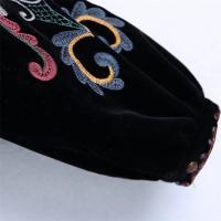 Chaqueta corta de terciopelo con bordado en contraste para mujer, abrigo Vintage de manga larga, prendas de vestir exteriores elegantes - details 5