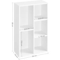 Estantería con 5 Compartimentos, Mueble de Almacenamiento para Libros, partición separadora, 24 x 50 x 80 cm, - details 1