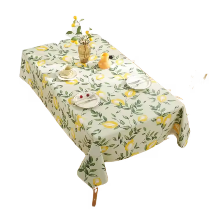 Mantel impermeable de PVC suave, cubierta de mesa con patrón de limón a prueba de aceite, decoración de mesa de estilo Pastoral más gruesa, decoraciones de mesa de tela - 1