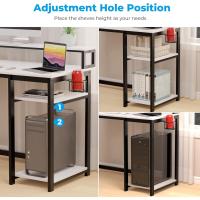 Escritorio de Ordenador con Soporte de Monitor Escritorio de Oficina con Estantes de Almacenamiento Ajustables Pequeño Escritorio Reversible para el Estudio Beige - details 13