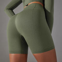 Hamidou-pantalones cortos deportivos de Yoga para mujer, mallas transpirables sin costuras para correr, ciclismo, cintura alta, entrenamiento, gimnasio, Verano - details 4