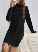 Vestido de Punto de Moda Invernal Cuello Redondo, Manga Larga, Comodidad Suelta para Mujeres - details 9