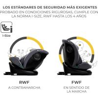 Silla de coche ajustable I-SIZE 40-150 cm con Isofix Asiento de bebé para niños Negro 360º - details 13