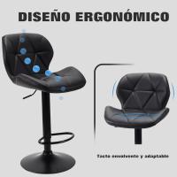 Bar Taburetes de Cocina Modernos de Altura Ajustable con Respaldo Giratorios de Imitación de Cuero - details 5