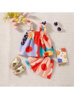 Conjunto de dos piezas de verano para niñas, conjunto de dos piezas con mangas voladoras pequeñas de colores Graffiti bonitos, pantalones cortos - details 2