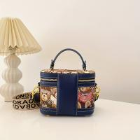 Bolso de Cubo para Mujer con Diseño de Oso Bolso de Mano Elegante con Correa Ajustable, Cierre de Cremallera, Herrajes de Tono Dorado Pink/Brown/Blue Bolso Casual - details 7