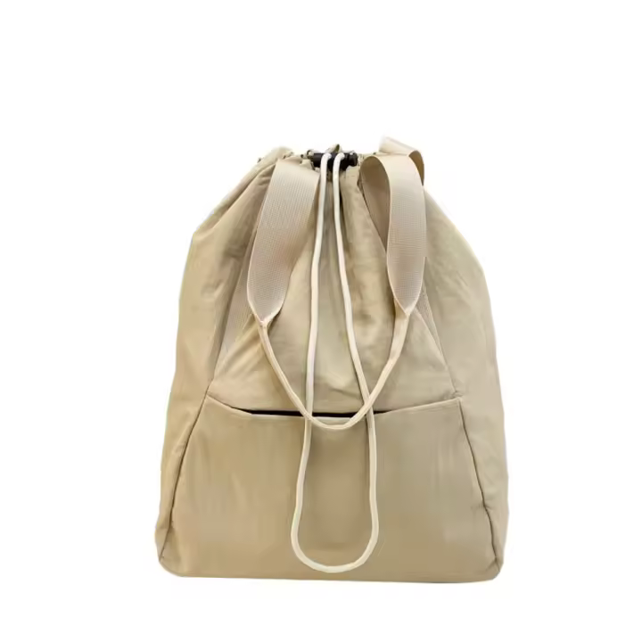 Mochila de nailon de gran capacidad con asa, bolso de hombro multifuncional con cordón, mochila deportiva impermeable de doble hombro - 1