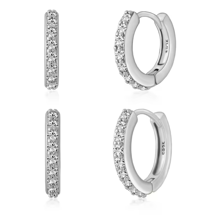 Pendientes pequeños de mujer con circonitas bañadas en oro Conjunto de pendientes de aro HIE - 1
