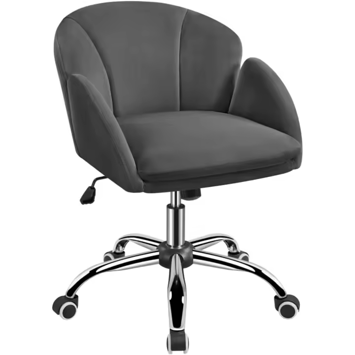 Silla de Trabajo Terciopelo Alcochoquera de Max Capacidad 136 KG con Ruedas Color Gris - 1
