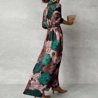 Vestido elegante con estampado plisado y cuello en V para mujer, traje largo de oficina para boda, primavera y verano, A-e, bohemio, 2024 - details 17