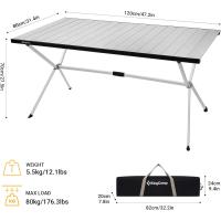 Mesa plegable enrollable de camping de aluminio portátil con bolsa de transporte - Mesa de picnic con soporte de hasta 80 kg - details 23