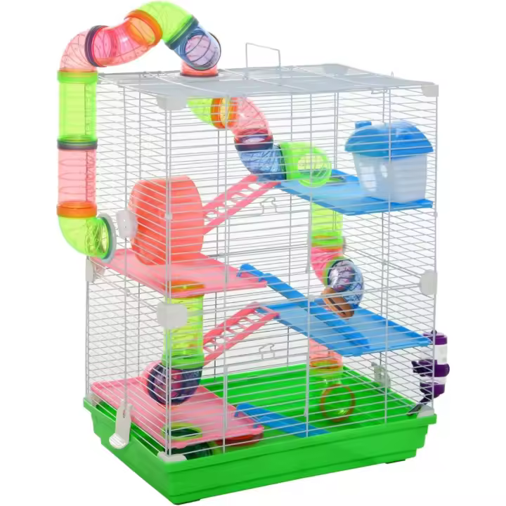 Jaula para Hamster Casa para Animales Pequeños con Túnel, Plataformas, Cepillo de Ejercicio - 1