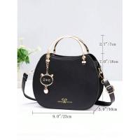 Mochila de Lujo Leten Pequeño Bolso Redondo con Decoración Colgante Bolso de Mano de Cuerno Dulce - details 4