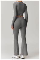 Conjunto deportivo de ocio para mujer, pantalones de pierna ancha de cintura alta, Top adelgazante de manga larga para Fitness, Otoño e Invierno - details 16