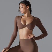 Nuevos deportes de manga larga Fiess para mujer, cuello en V profundo, ajustado, transpirable, estilo Ins, ropa de Yoga al aire libre, Tops cortos - details 10