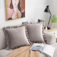 Funda de almohada suave con volantes de Color sólido, funda de almohada cuadrada Vintage, funda de cojín delicada de 45CM para sala de estar/oficina - details 1
