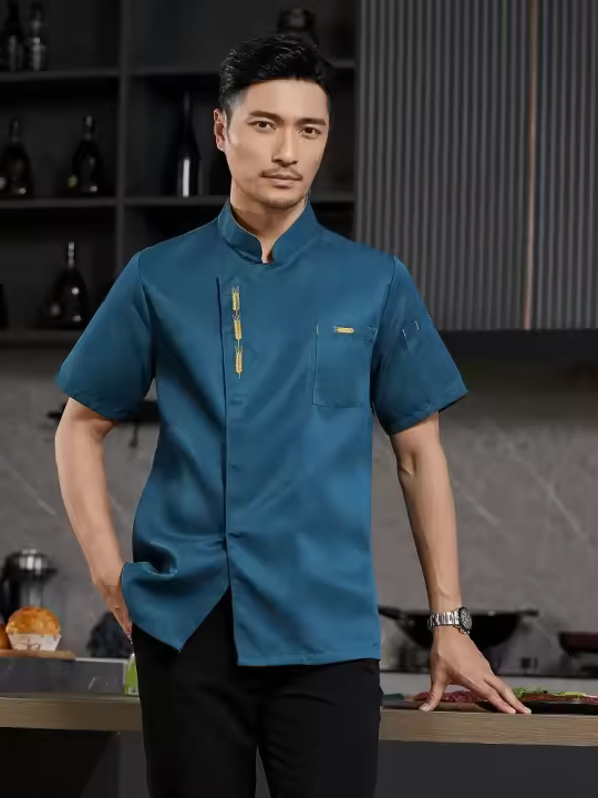 Uniforme de Chef, camisa de camarero de Catering, chaqueta de cocinero de cocina de restaurante de verano, ropa de camarero de panadería para espalda, diseño de malla transpirable - 1