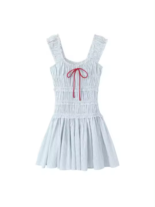 Ropa de mujer Vestido corto con tirantes plisados ​​sin mangas con hombros descubiertos y suéter para mujer - 1