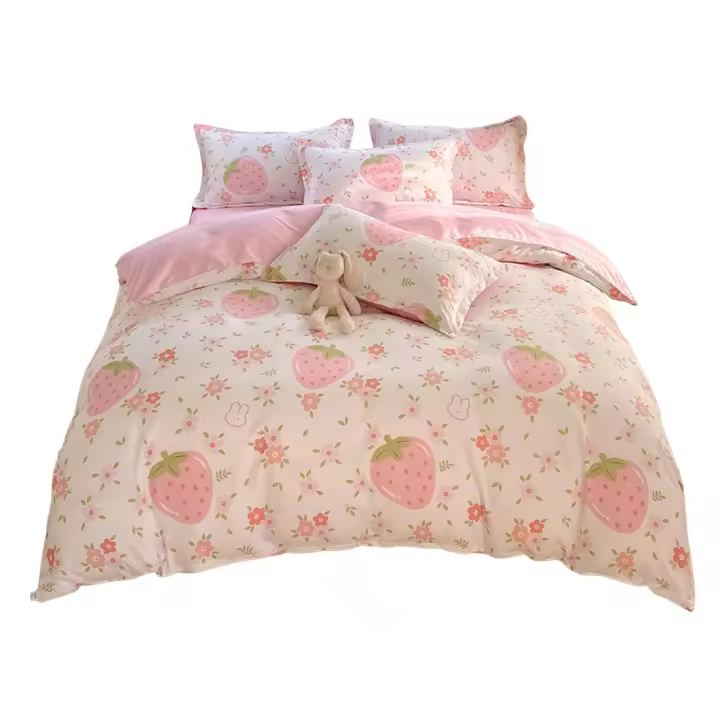 Exquisito Juego de Ropa de Cama de Algodón 4-en-1 Hojas Suaves Proporcionadas Ultra-Grasas - 1