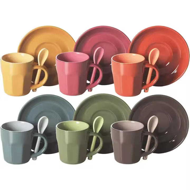 Taza De Café con Plato 6 Piezas Abrazo Multicolor - 1