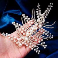 Pinza para el pelo de novia de cristal de estilo francés, forma de ramas, horquilla plateada para novia, tocado de boda de perlas de lujo, accesorios para novia - details 9