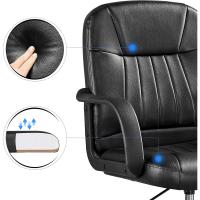 Silla de Oficina Ergonómica Ajustable en Altura Silla de Escritorio con Asiento Acolchado con Reposabrazos Silla de Oficina de Polipiel Artificial para Ejecutivos con Ruedas Giratorias - details 3