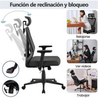 Silla de Oficina Ergonómica Sillon de Escritorio con Resalto Ajustable entre 90° y 130° - details 9
