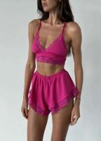 Conjunto de 2 piezas de ropa sexy, ropa interior Ence para mujer, pijama rosa elegante, ropa casual - details 13