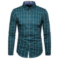 Camisa de algodón para hombre, camisa de manga larga a cuadros, informal, de negocios, ajustada, para oficina, 1311 - details 11