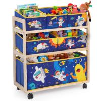Estantería Infantil con Ruedas 6 Cajas de Tela No Tejida Extraíbles para Sala de Juegos, Escuela - details 0