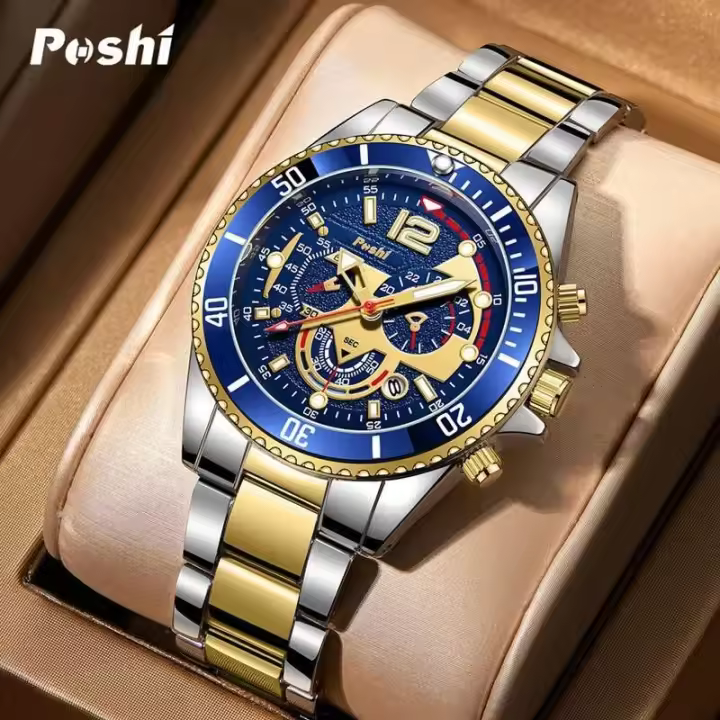 Reloj de cuarzo YIKAZE verde de lujo de primera calidad para hombre, relojes de cuarzo de aleación versátiles, calendario resistente al agua, reloj luminoso de negocios para hombre - 1